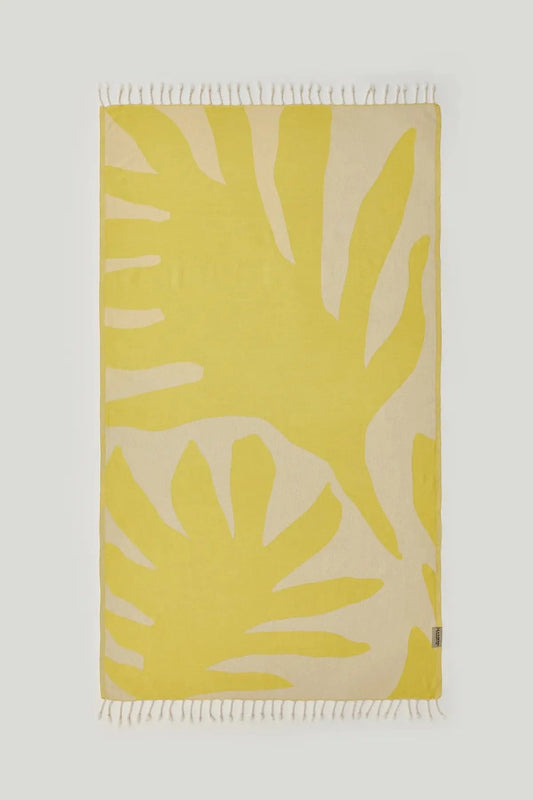 Fiori Mellow Yellow Turkish Beach Towel by Cove & Fold - front view