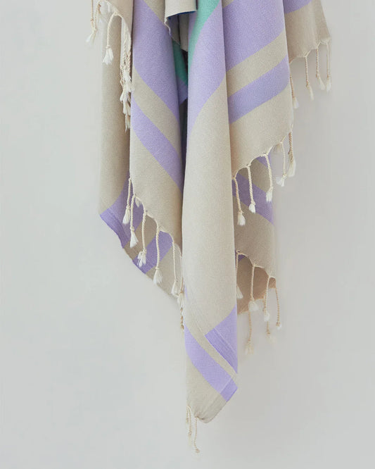 Bebe Lilac Soft Turkish Towel by Cove & Fold - hanging detail