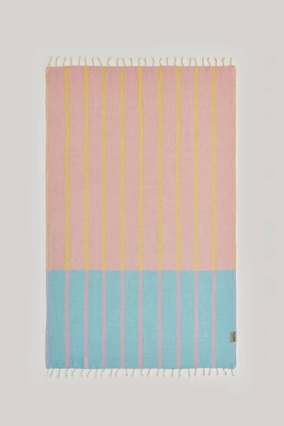 Lane Pink Blue Double-Faced Turkish Towel by Cove & Fold - front view