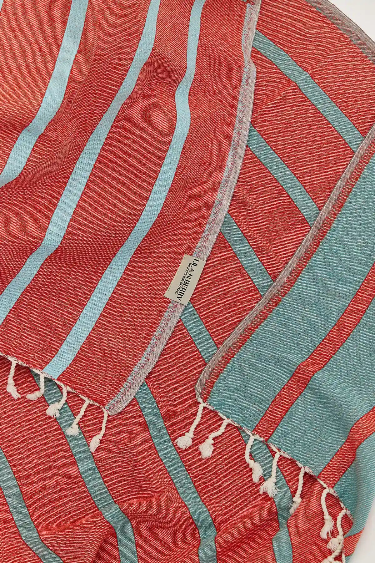 Lane Sage Terra Double-Faced Turkish Towel by Cove & Fold - draped detail