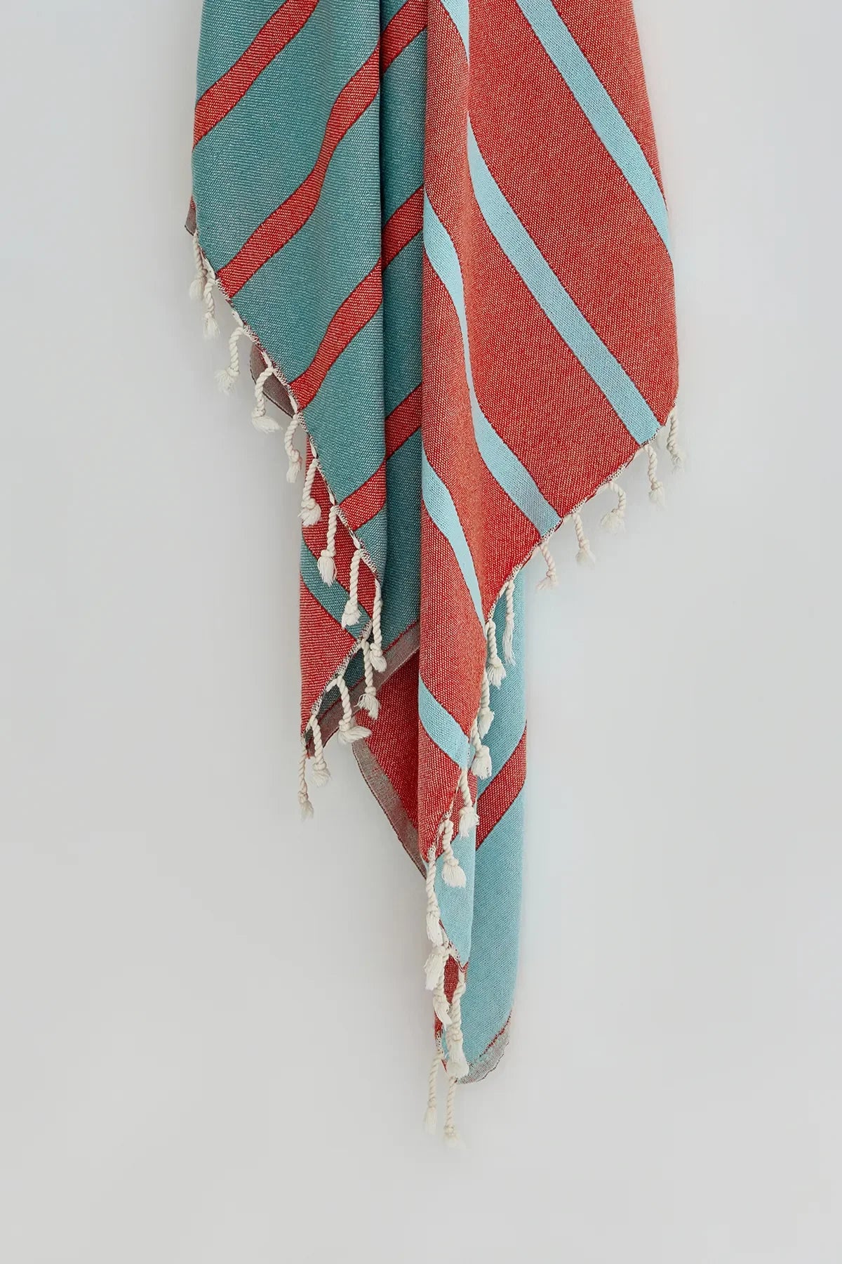 Lane Sage Terra Double-Faced Turkish Towel by Cove & Fold - hanging detail