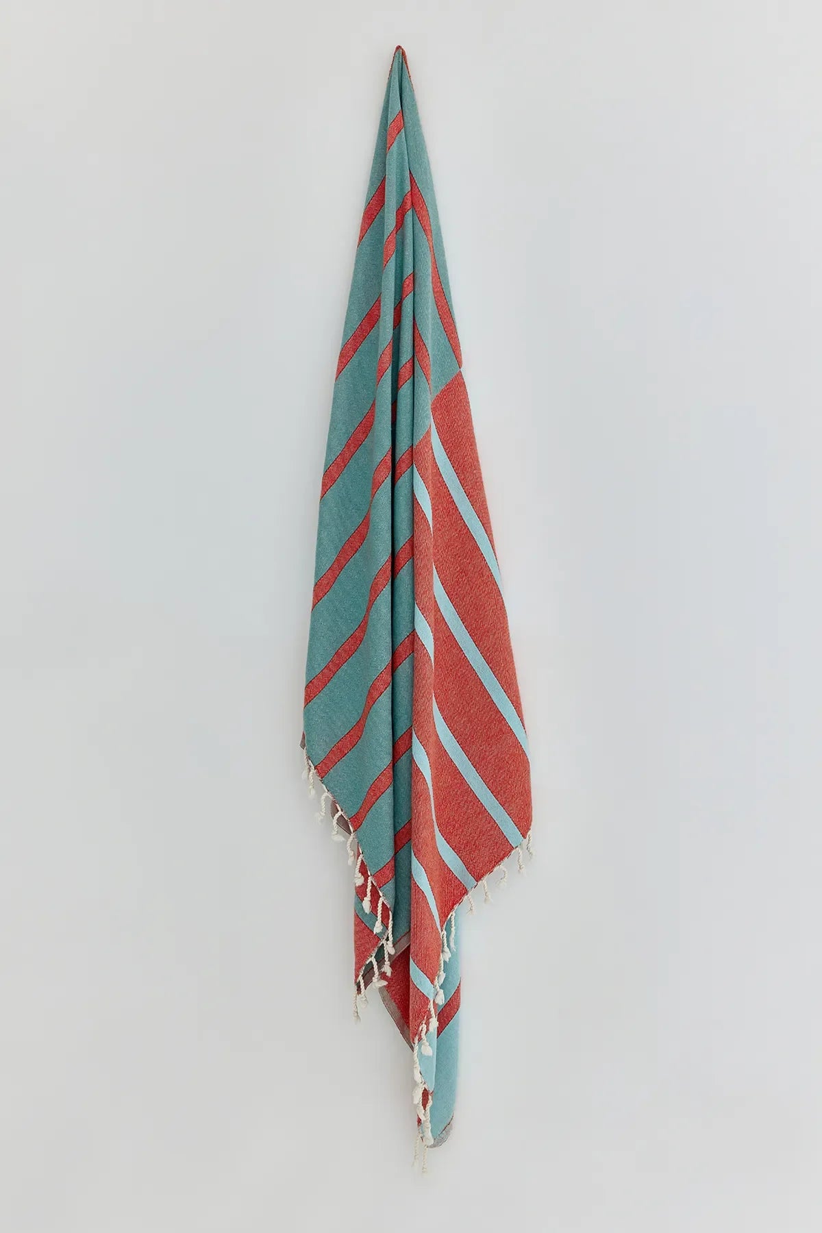 Lane Sage Terra Double-Faced Turkish Towel by Cove & Fold - hanging view