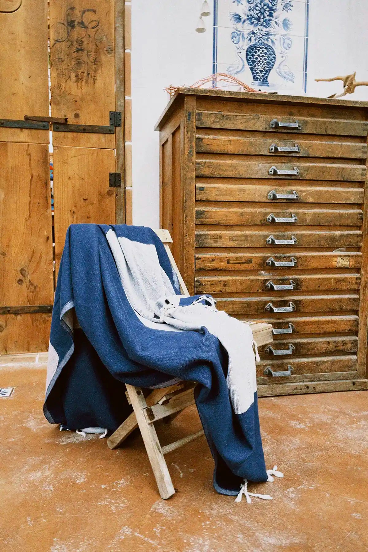 La Luna Indigo Turkish Beach Towel by Cove & Fold - product image