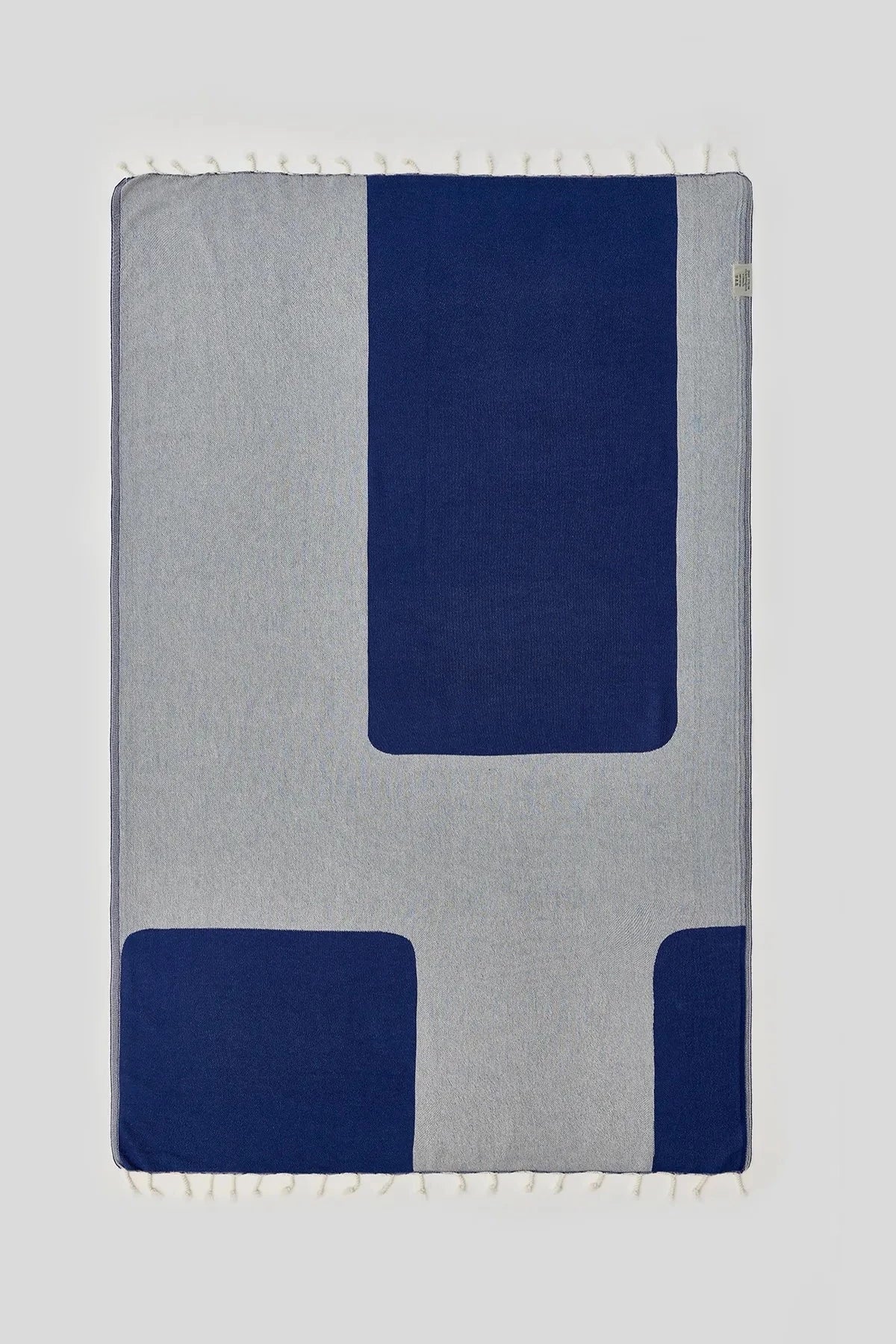 La Luna Indigo Turkish Beach Towel by Cove & Fold - back view
