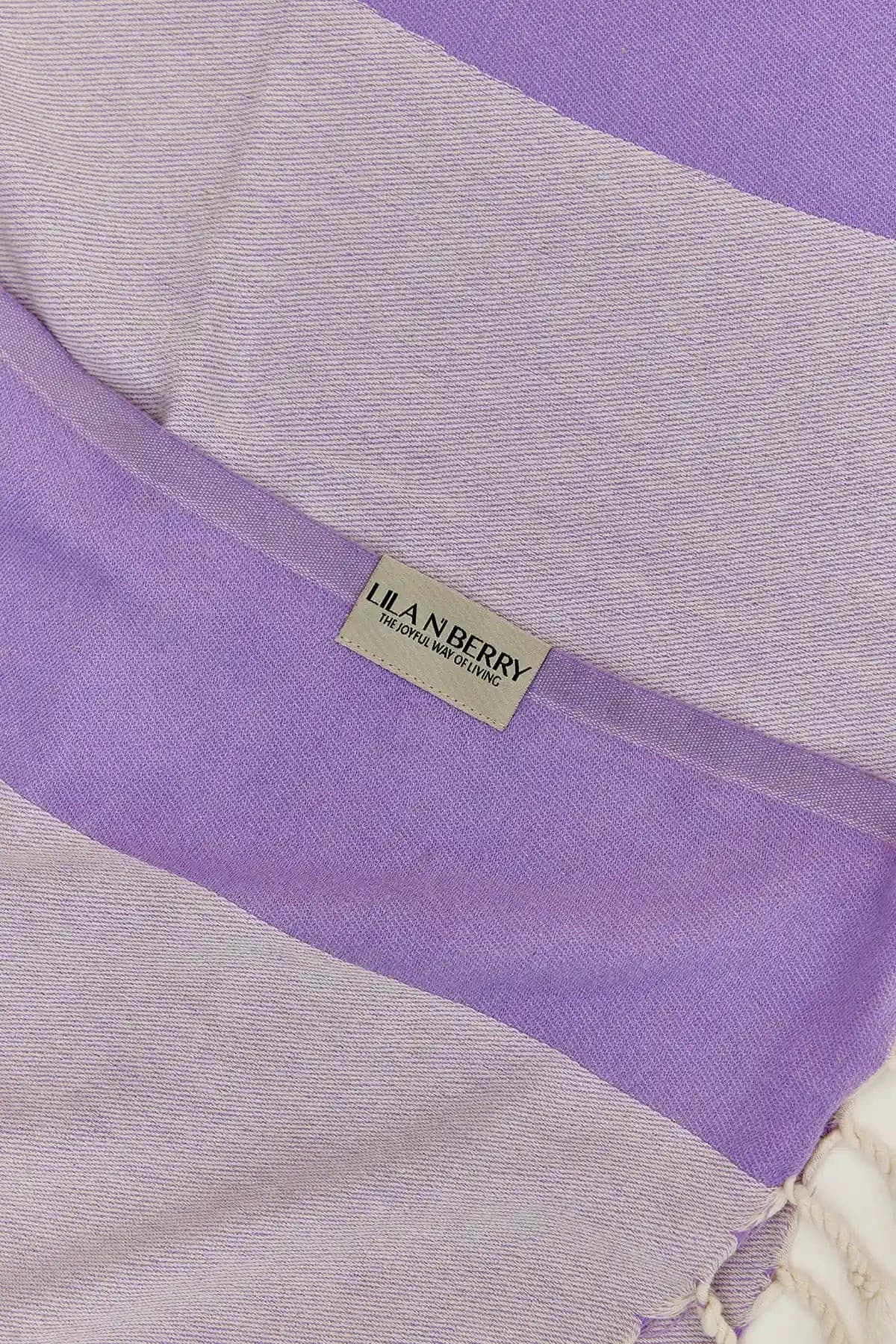 La Luna Lilac Turkish Beach Towel by Cove & Fold - draped detail