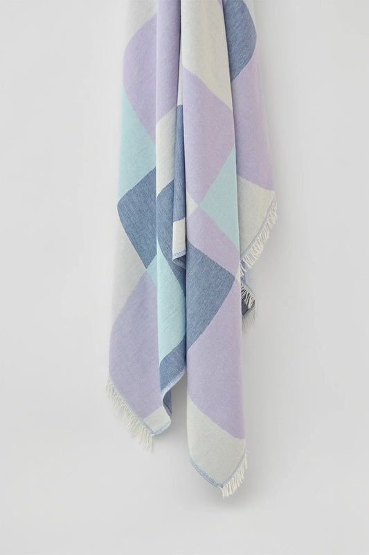 Pale Pluie Mellow Indigo XL Turkish Towel by Cove & Fold - hanging detail