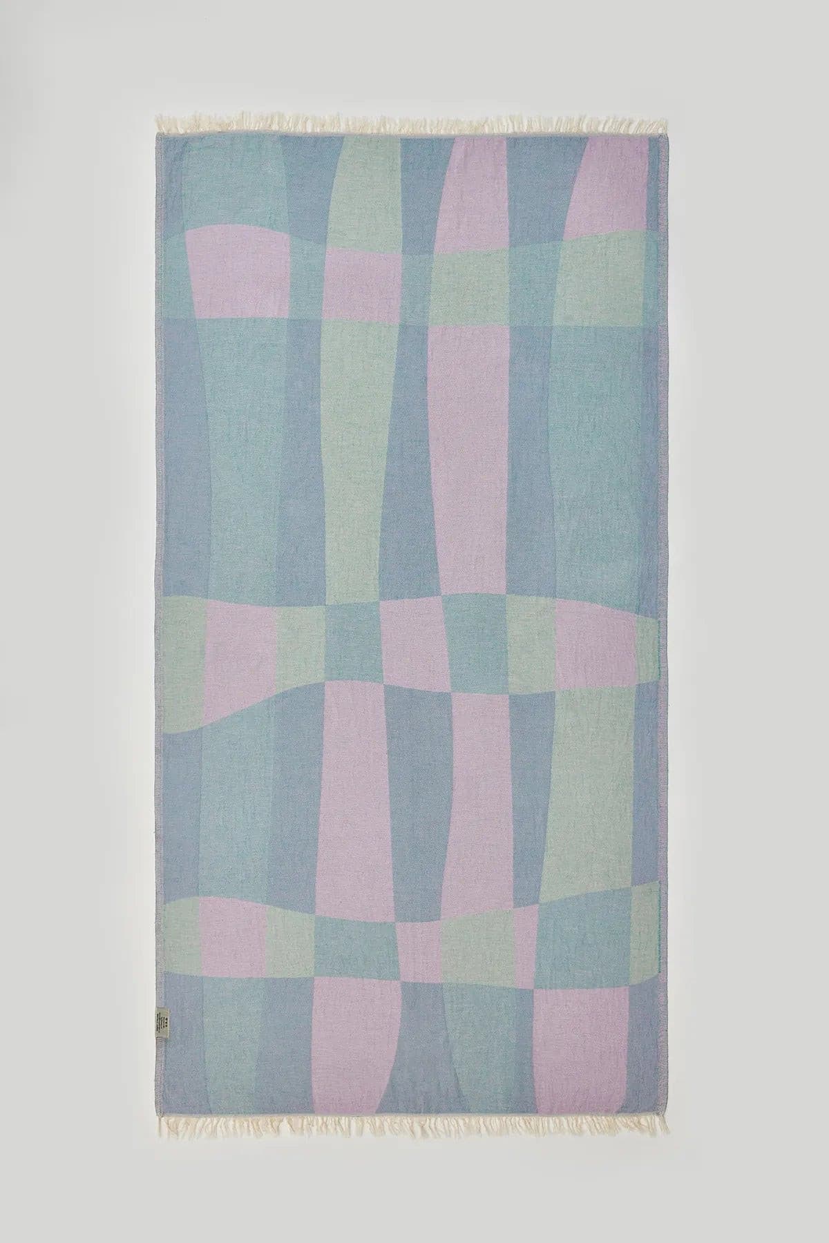 Pale Pluie Mellow Green Dobby Turkish Towel by Cove & Fold - back view
