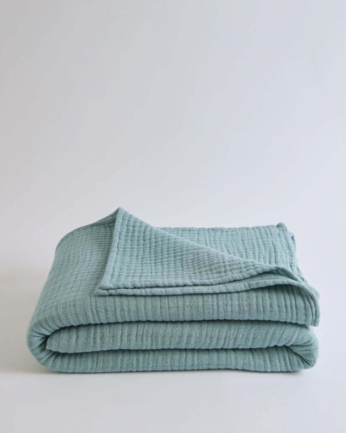 Sage Lightweight Gauze Summer Blanket by Cove & Fold - folded view